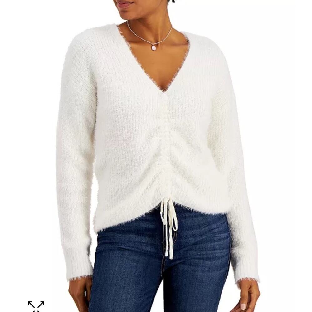NWT PLANET GOLD Juniors' Eyelash-Knit Drawstring Sweater
